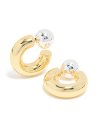 Mixed Metal Plated Chubby Ball Hoop Earrings - link has visual effect only