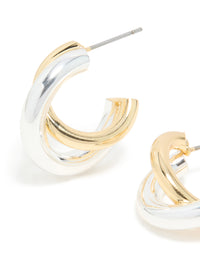 Mixed Metal Plated Small Twisted Hoop Earrings - link has visual effect only