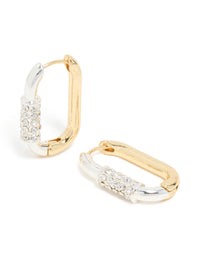 Mixed Metal Plated Diamante Small Carabiner Huggie Earrings - link has visual effect only