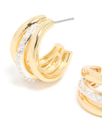 Mixed Metal Plated Cubic Zirconia Pavé Illusion Hoop Earrings - link has visual effect only