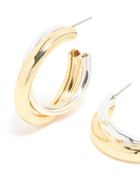 Mixed Metal Plated Large Twisted Criss Cross Hoop Earrings - link has visual effect only