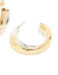 Mixed Metal Plated Large Twisted Criss Cross Hoop Earrings - link has visual effect only