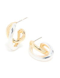 Mixed Metal Plated Medium Twist Hoop Earrings - link has visual effect only