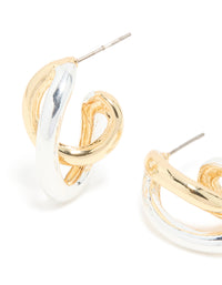 Mixed Metal Plated Medium Twist Hoop Earrings - link has visual effect only