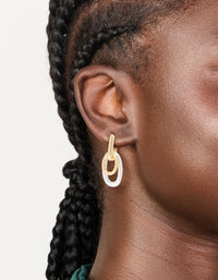 Mixed Metal Plated Chain Link Drop Earrings - link has visual effect only
