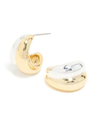 Mixed Metal Plated Chubby Stud Earrings - link has visual effect only