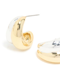 Mixed Metal Plated Chubby Stud Earrings - link has visual effect only