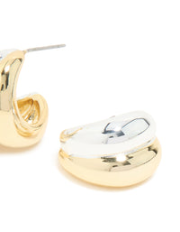 Mixed Metal Plated Chubby Stud Earrings - link has visual effect only