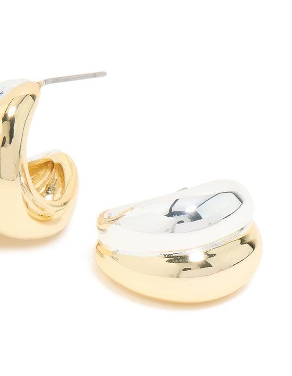 Mixed Metal Plated Chubby Stud Earrings