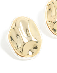 Mixed Metal Plated Outlined Molten Oval Earrings - link has visual effect only