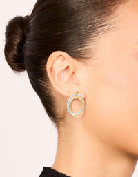 Mixed Metal Plated Linked Oval Doorknocker Earrings - link has visual effect only