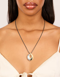 Mixed Metal Plated Open Oval Cord Pendant Necklace - link has visual effect only