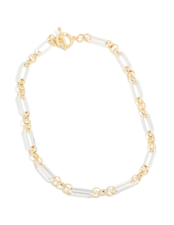 Mixed Metal Plated Link Chain Necklace