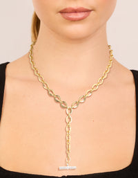 Mixed Metal Plated Cubic Zirconia Bar Chain Y-Necklace - link has visual effect only