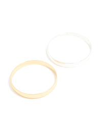 Mixed Metal Thick Classic Bangles 2-Pack - link has visual effect only