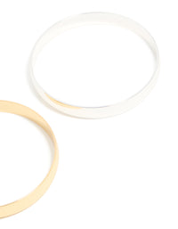 Mixed Metal Thick Classic Bangles 2-Pack - link has visual effect only