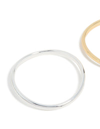 Mixed Metal Plated Wavy Bangles 2 Pack - link has visual effect only