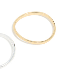 Mixed Metal Plated Wavy Bangles 2 Pack - link has visual effect only