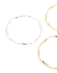 Mixed Metal Plated Twisted Bangles 3-Pack - link has visual effect only