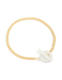 Mixed Metal Plated Cubic Zirconia T & O Chain Bracelet - link has visual effect only