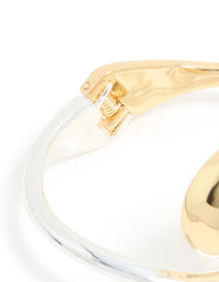 Mixed Metal Plated Large Yin-Yang Wrist Cuff - link has visual effect only