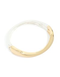 Mixed Metal Plated Half Curved Hinged Bangle - link has visual effect only