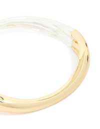 Mixed Metal Plated Half Curved Hinged Bangle - link has visual effect only