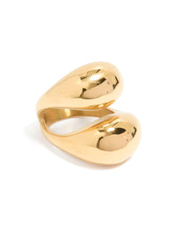 Showcasing a waterproof gold plated stainless steel open orb ring front view - link has visual effect only