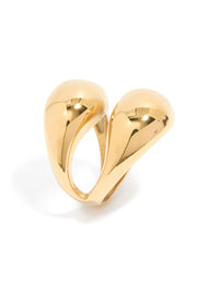 Crafted from waterproof gold plated stainless steel open orb ring side detail view - link has visual effect only