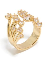 Gold Plated Multi Cubic Zirconia Open Ring - link has visual effect only