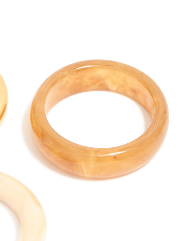 Waterproof Gold Plated Stainless Steel & Marbled Stacking Rings 3-Pack