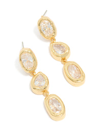 Gold Plated Cubic Zirconia Organic Statement Drop Earrings - link has visual effect only