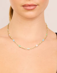 Gold Plated Multicoloured Cubic Zirconia Ovals Necklace - link has visual effect only