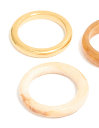 Waterproof Gold Plated Stainless Steel & Marbled Stacking Rings 3-Pack - link has visual effect only