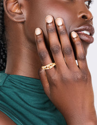 Gold Plated Cubic Zirconias Dainty Layered Ring - link has visual effect only