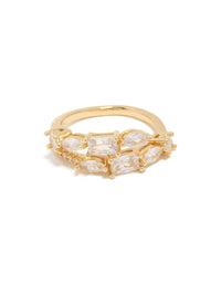 Gold Plated Cubic Zirconias Dainty Layered Ring - link has visual effect only