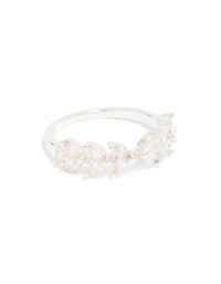 Silver Plated Cubic Zirconia Glitzy Floral & Claw Set Stacking Rings 2-Pack - link has visual effect only