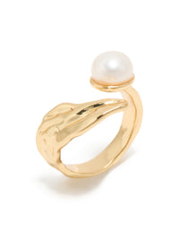 Gold Plated Pearl Open Textured Ring - link has visual effect only