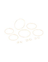Gold Mega & Small Hoop Earrings 6-Pack - link has visual effect only