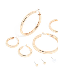 Gold Tube Hoop Earrings 6-Pack - link has visual effect only