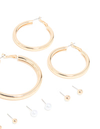Gold Tube Hoop Earrings 6-Pack - link has visual effect only