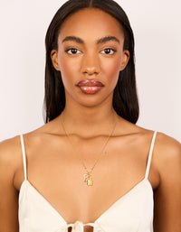 Gold Plated Cubic Zirconia Lock & Key Letter L Necklace - link has visual effect only