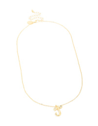 Gold Plated Cubic Zirconia Bubble Letter J Necklace - link has visual effect only