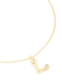 Gold Plated Cubic Zirconia Bubble Letter L Necklace - link has visual effect only