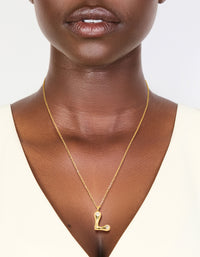 Gold Plated Cubic Zirconia Bubble Letter L Necklace - link has visual effect only