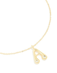 Gold Plated Cubic Zirconia Bubble Letter A Necklace - link has visual effect only