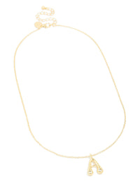 Gold Plated Cubic Zirconia Bubble Letter A Necklace - link has visual effect only