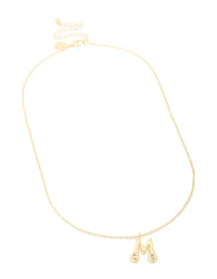 Gold Plated Cubic Zirconia Bubble Letter M Necklace - link has visual effect only