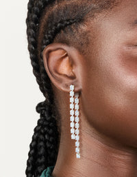 Silver Cubic Zirconia Multiple Cup Chains Drop Earrings - link has visual effect only