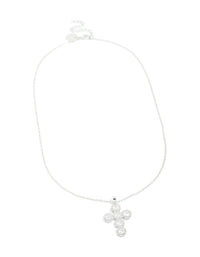 Silver Round Cubic Zirconia Cross Pendant Necklace - link has visual effect only